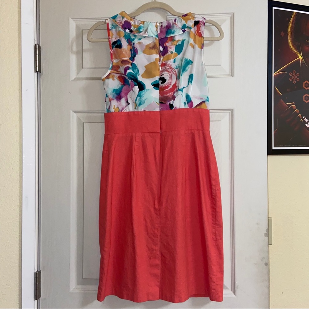 Multi-Color Pencil Dress w/ Ruffle - Picture 3 of 4